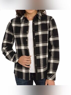 Orvis Women Fleece Lined Cotton Flannel Plaid Shirt Jacket size XS